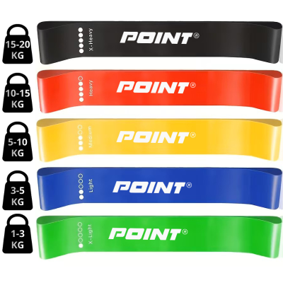 Gumy do ćwiczeń Point Active o zróżnicowanym oporze od 1 do 20 kg